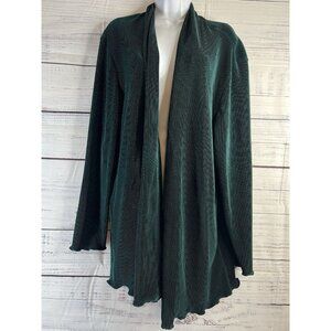 Vintage Maxima USA Green Ribbed Pleated Open Cardigan - Size XL Holidays Fairy